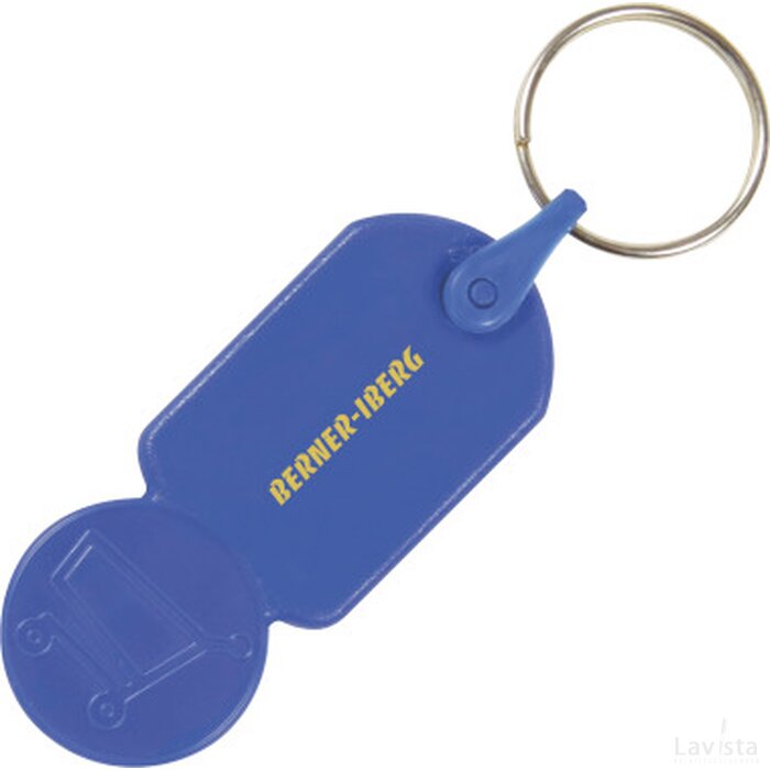 Sleutelhanger winkelwagenmuntje € 0,50 donkerblauw