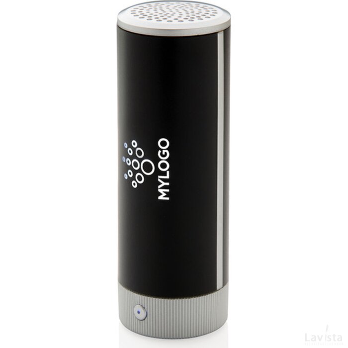 Light up logo draadloze 3W speaker en 2.200 mAh powerbank zwart, grijs