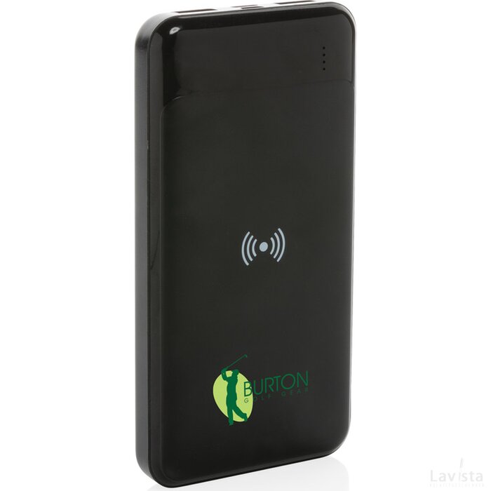 RCS standaard recycled plastic wireless powerbank zwart