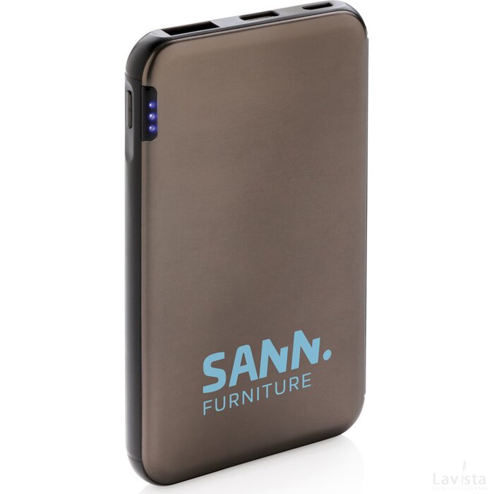 5.000 mAh zakformaat powerbank grijs, zwart