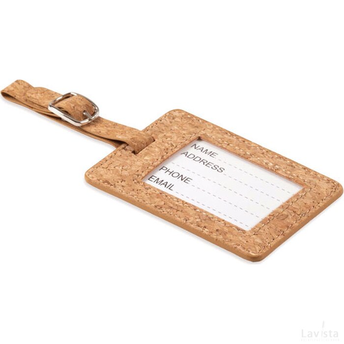 Bagagelabel van kurk Coco beige