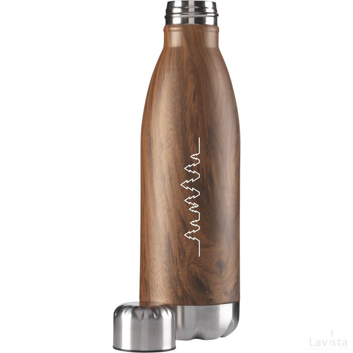 Topflask Wood Drinkfles Bruin