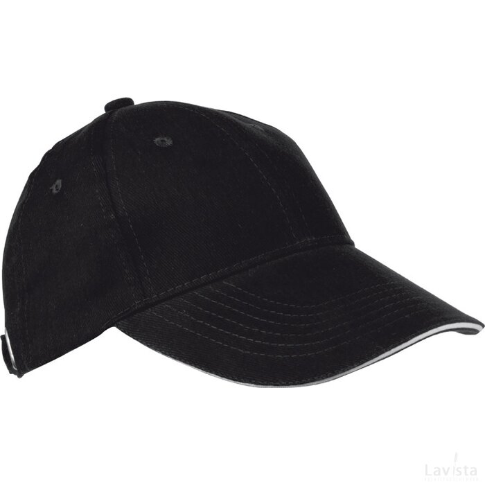 6-panel sandwich katoenen baseballcap Niddatal zwart